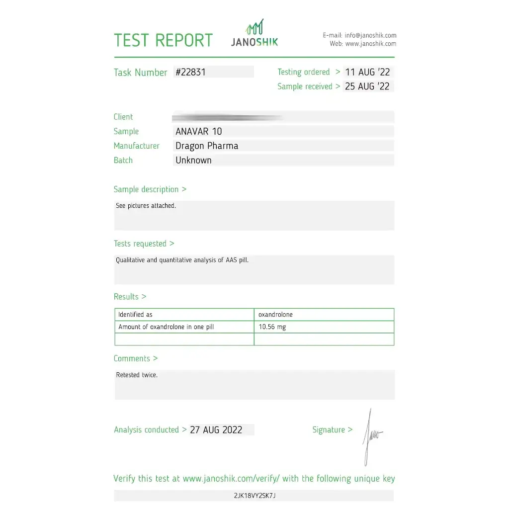 Anavar 10 lab result 2022-08-27